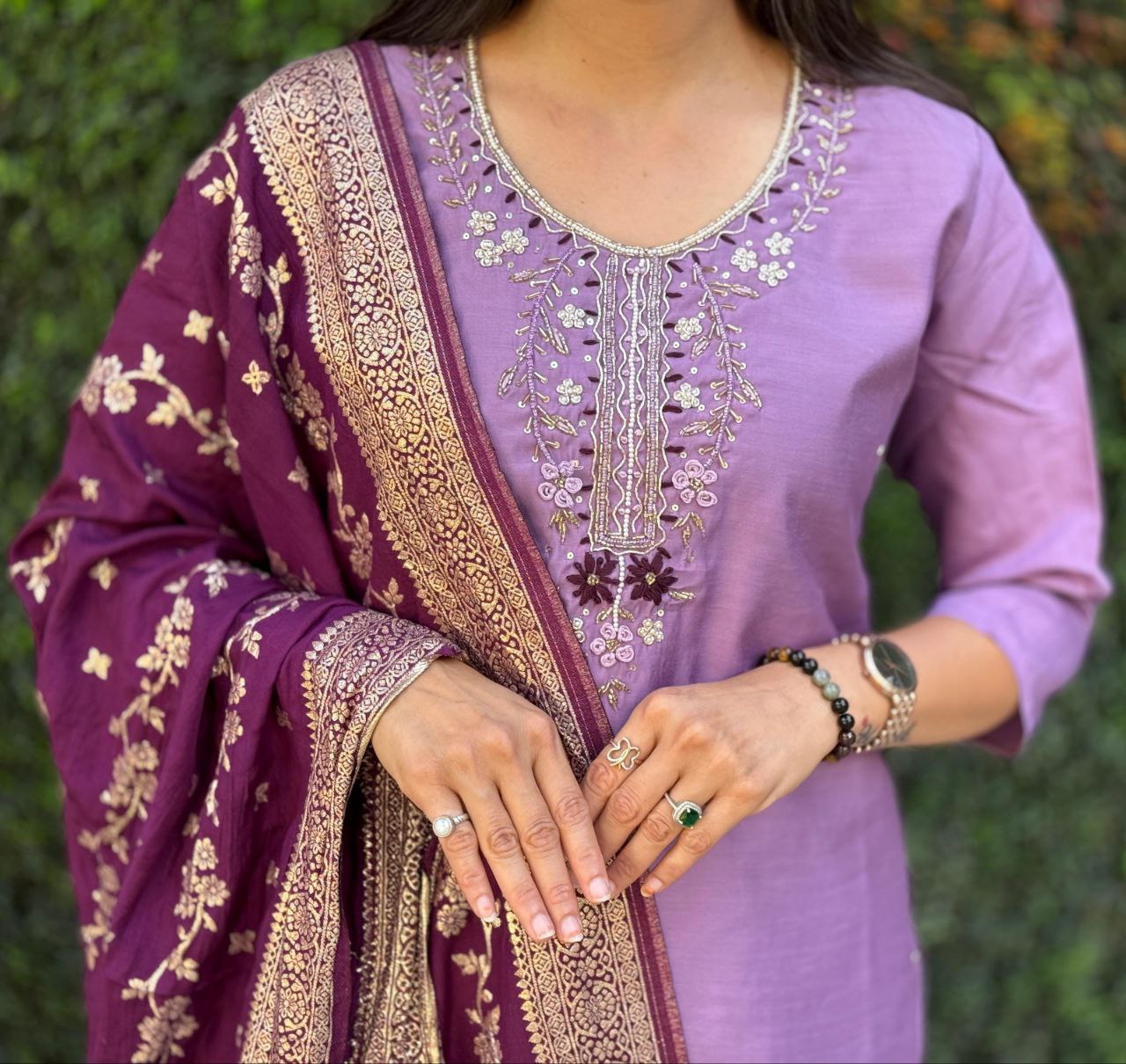 Attractive Wedding Wear Hand Work Roman Silk Salwar Suit