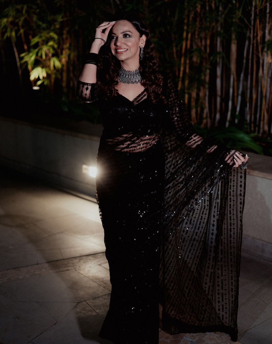 Attractive Party Wear Black Color Embroidery Sequence Work Designer Heavy Net Saree