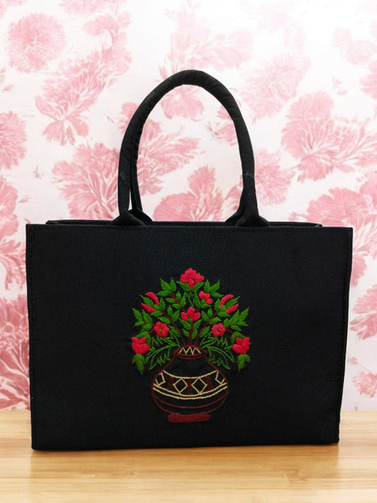 Touch Of Elegance And Tradition To Your Accessory Collection With This Exquisite Zardosi Hand-Worked Tote Bag.