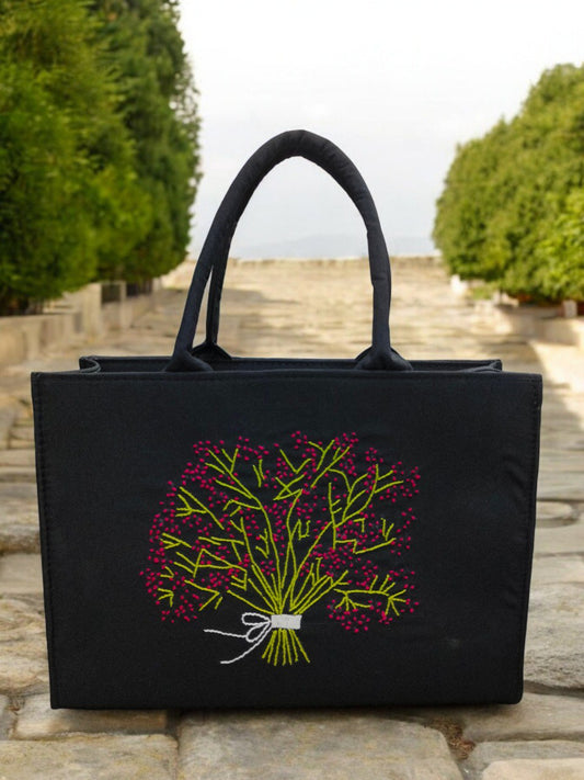 Touch Of Elegance And Tradition To Your Accessory Collection With This Exquisite Zardosi Hand-Worked Tote Bag.