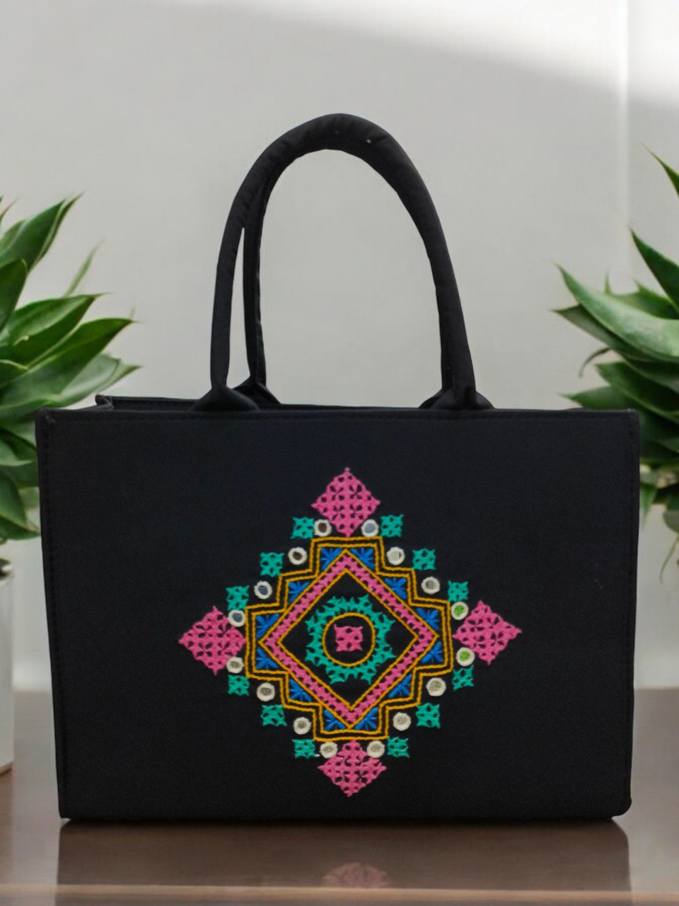 Touch Of Elegance And Tradition To Your Accessory Collection With This Exquisite Zardosi Hand-Worked Tote Bag.