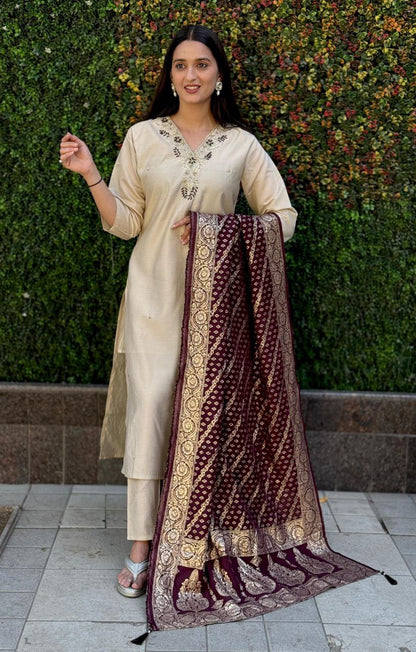 Beauteous Function Wear Heavy Quality Hand Work Roman Silk Full Stitched Salwar Suit