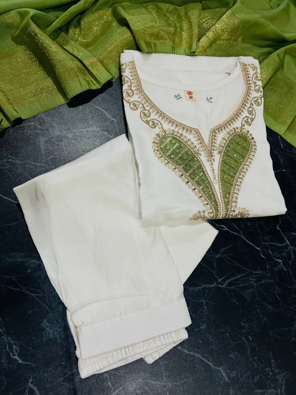 Astonishing Casual Wear White Color Embroidery Work Full Stitched Viscose Blend Salwar Suit