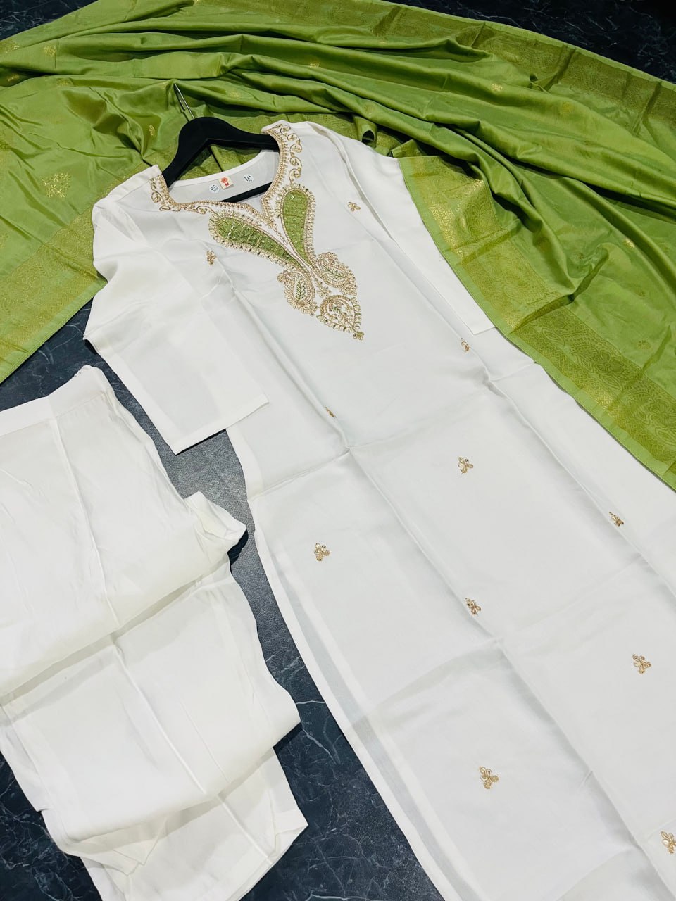Astonishing Casual Wear White Color Embroidery Work Full Stitched Viscose Blend Salwar Suit
