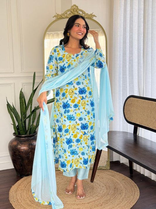 Alluring Casual Wear Multi Color Print Work Full Stitched Georgette Salwar Suit