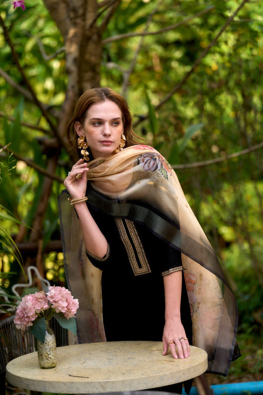Astonishing Party Wear Black Color Embroidery Work Full Stitched Viscose Rayon Salwar Suit