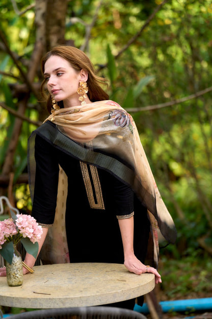 Astonishing Party Wear Black Color Embroidery Work Full Stitched Viscose Rayon Salwar Suit